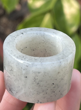 新疆和田玉青花籽扳指点墨戒指圈口22内径指环戒圈手饰把玩包邮