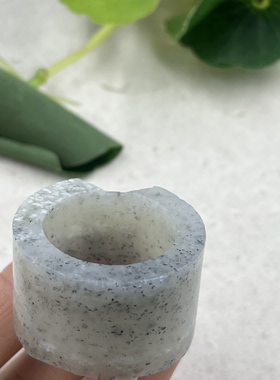 新疆和田玉点墨青花扳指内径22边角料戒指圆圈戒圈玉石料包邮t