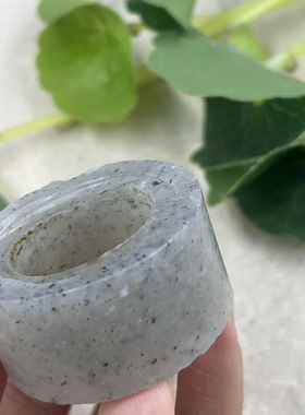 新疆和田玉青花籽点墨扳指边角料内径20指环圆圈戒指下脚料包邮t