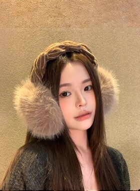 新款韩系ins风针织毛绒耳罩女冬氛围护耳防寒保暖大耳包耳套高货