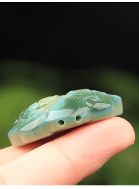 梵峙阿拉善玛瑙平安锁绿色女挂件