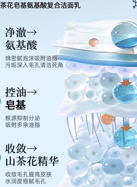 山茶花柔和净肤洁面乳补水保湿深层清洁控油收缩毛孔氨基酸洗面奶