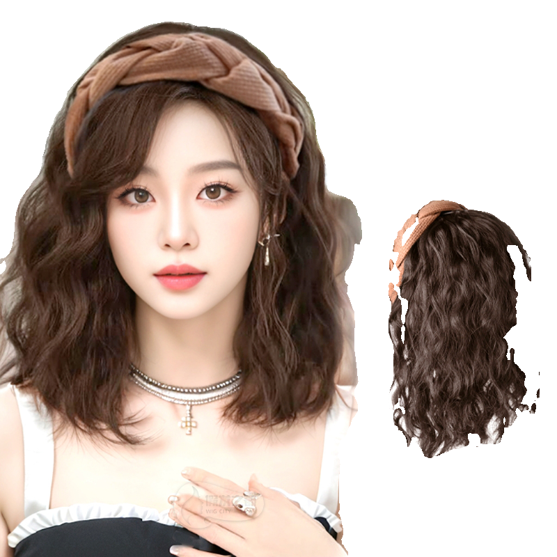 发箍假发一体女夏季短卷发水波纹半头套高颅顶仿真发羊毛卷补发块,淘宝优惠券,粉丝福利购,淘宝优惠卷