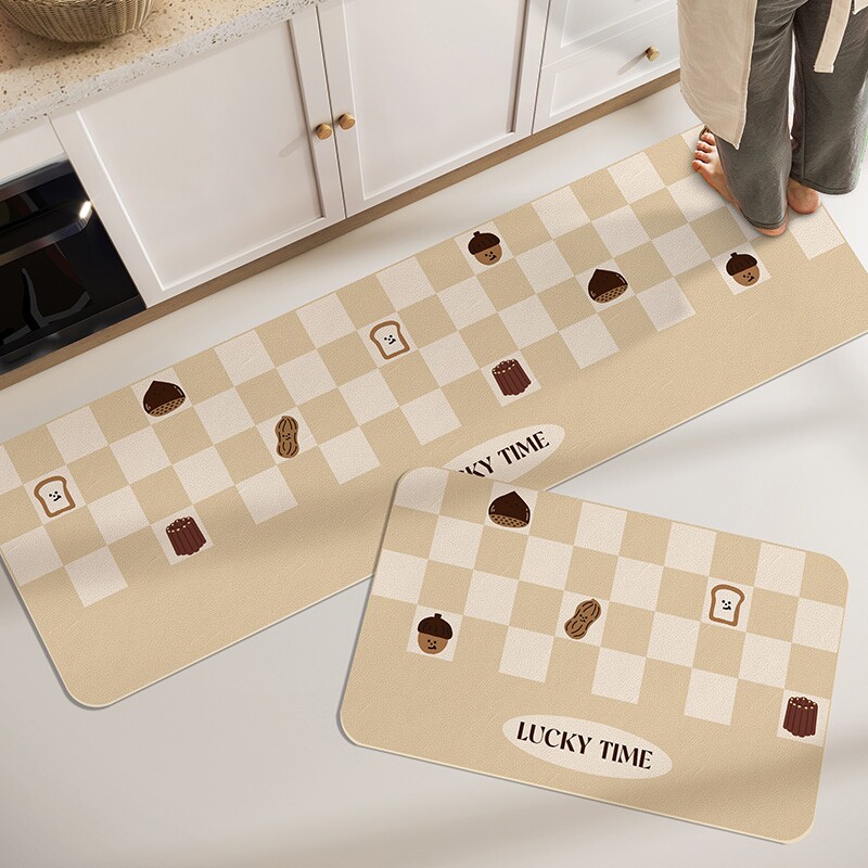 Kitchen oil-proof and waterproof floor mats, non-slip, dirt-resistant and wear-resistant floor mats, no-wash striped kitchen floor mats, easy-care carpet mats