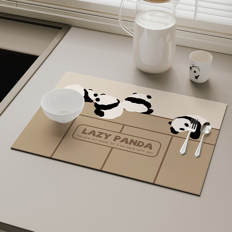 Cute Panda Kitchen Diatom Mud Draining Mat