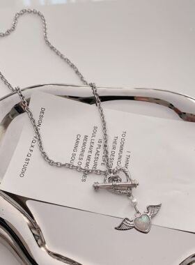 夏季爱心ot扣项链女小众设计感ins嘻哈2022年新款锁骨链冷淡风