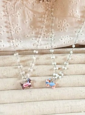 滴油卡通腊肠狗吊坠项链女款小骨
