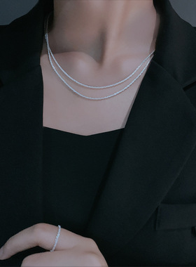 波光粼粼银色轻奢小众ins锁骨链