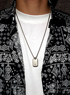 钛钢情侣定制刻字吊牌项链