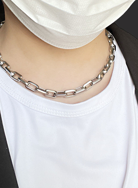 高级感钛钢金属项链古巴粗链