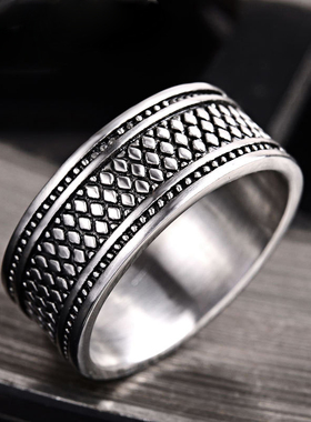 欧美复古朋克风钛钢刻字食指尾戒