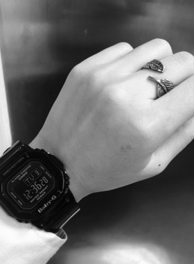 日系羽毛飞鹰单身风钛钢情侣对戒