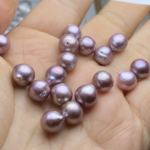 保真天然淡水珍珠散珠子粉紫珍珠巴洛克圆珠手串项链diy配件配饰 - 图2