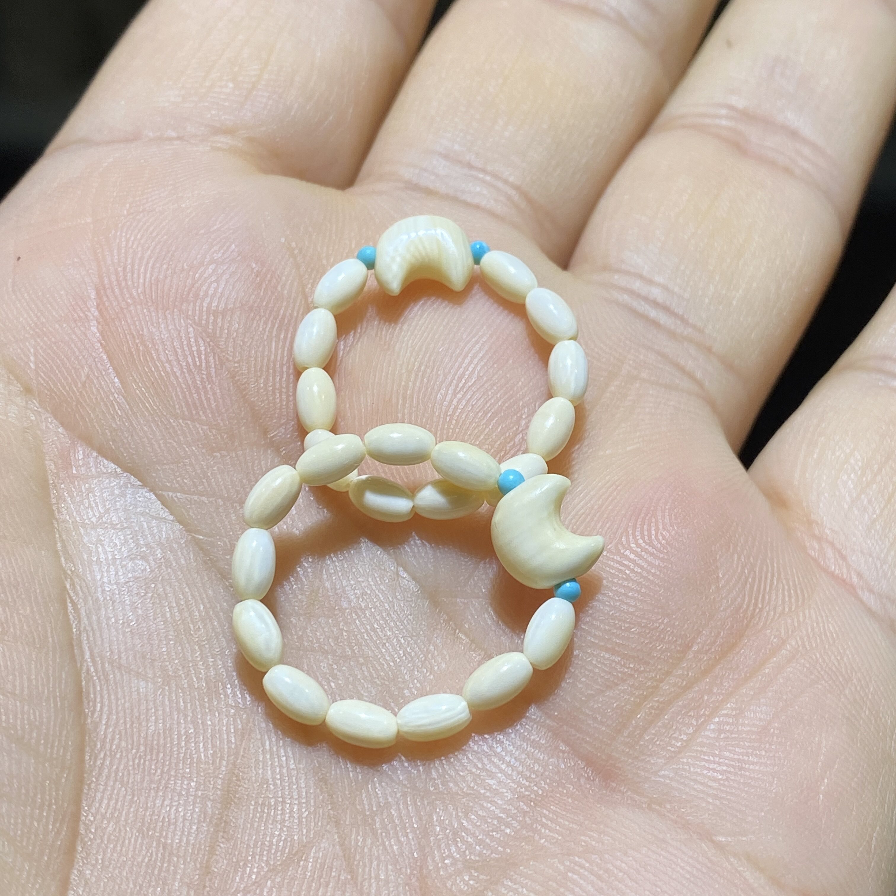 Natural mammoth ivory rice beads star moon ring ring multi-treasure necklace bracelet running ring diy accessories accessories