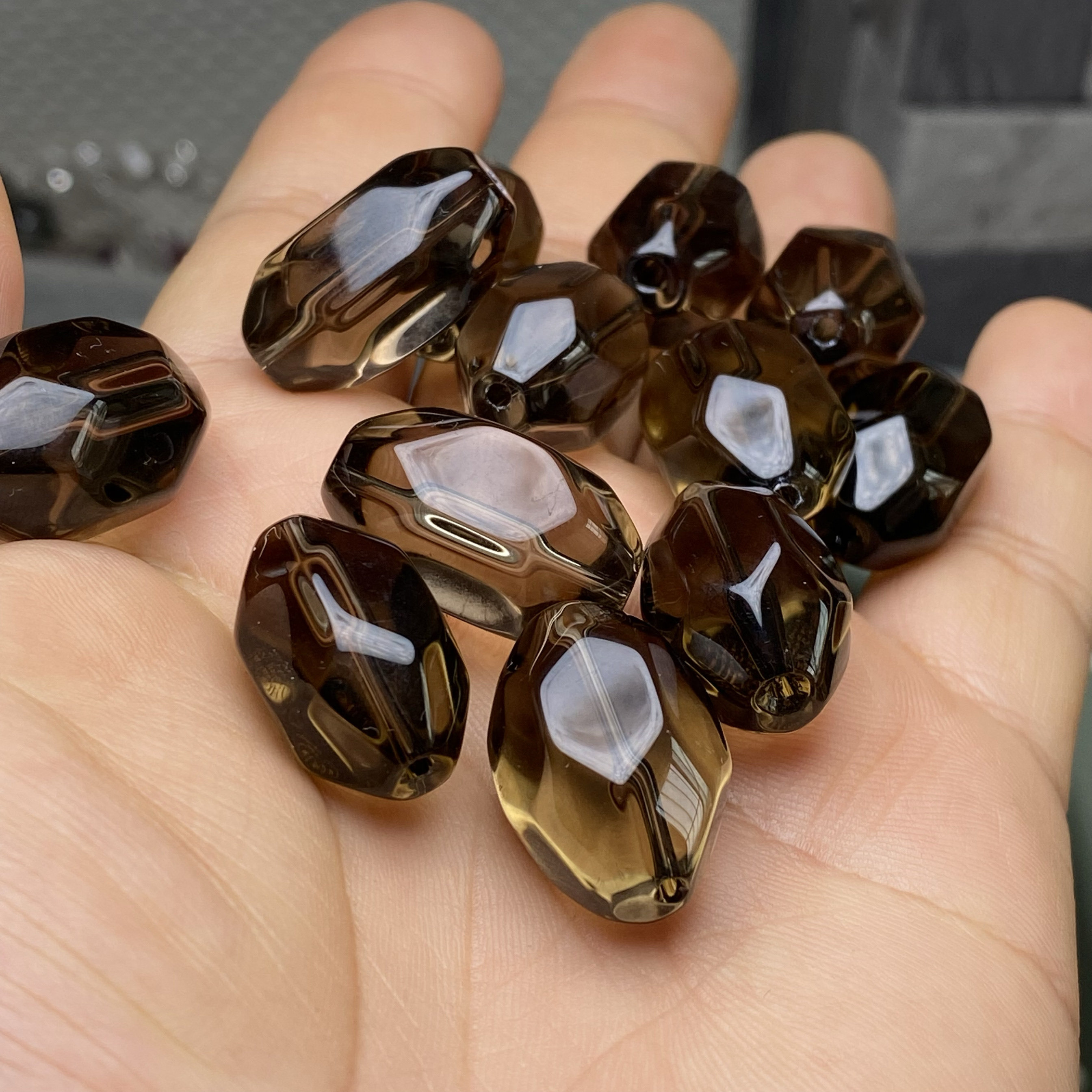 天然茶水晶随形原石异形通孔手串项链锁骨diy手链串饰散珠配件饰,淘宝优惠券,粉丝福利购,淘宝优惠卷