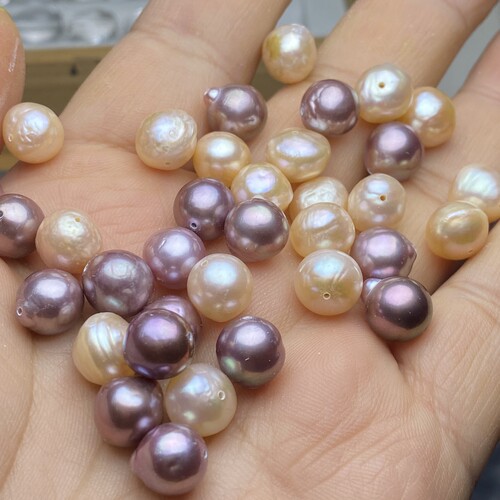 保真天然淡水珍珠散珠子粉紫珍珠巴洛克圆珠手串项链diy配件配饰 - 图0