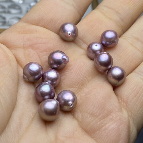 保真天然淡水珍珠散珠子粉紫珍珠巴洛克圆珠手串项链diy配件配饰 - 图3