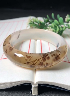 61圈口海洋玉髓手镯天然玛瑙草花