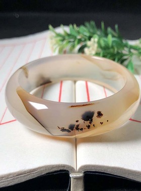 54圈口海洋玉髓手镯天然玛瑙草花