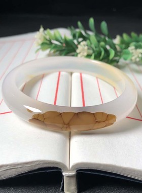 62圈口海洋玉髓手镯天然玛瑙草花