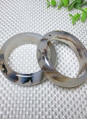 57圈口海洋玉髓手镯天然玛瑙草花