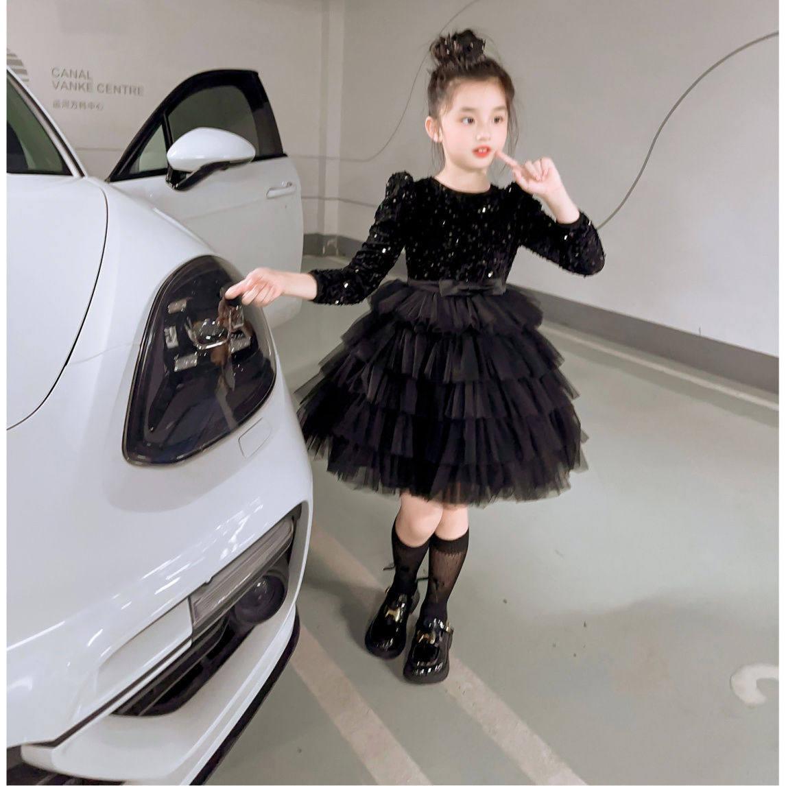 女童公主裙2025春季新款洋气生日礼服蛋糕裙儿童演出服亮片连衣裙,淘宝优惠券,粉丝福利购,淘宝优惠卷