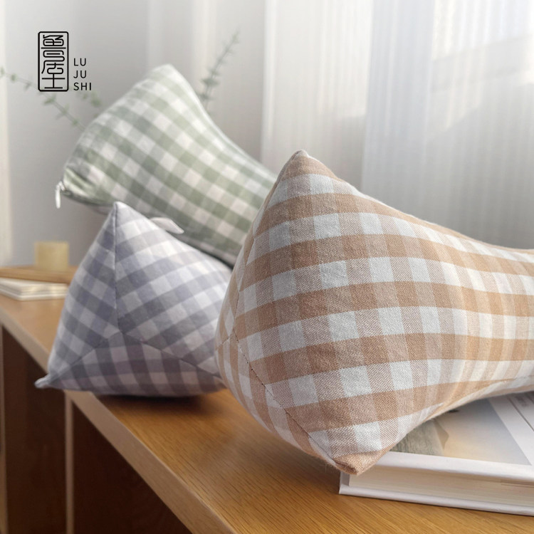 「鲁居士」老粗布荞麦壳三角枕骨头枕单人护颈椎枕成人可拆洗格子,淘宝优惠券,粉丝福利购,淘宝优惠卷