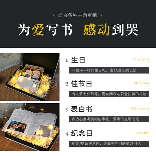 照片书情侣纪念册定制DIY手工书本恋爱相册制作定制书520节日礼物 - 图1