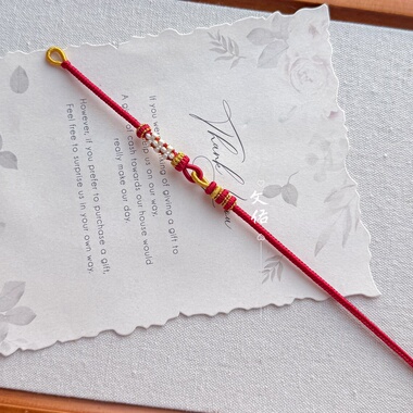 情侣闺蜜过年七夕女生礼物桃花藕粉色环环相扣手绳可穿饰品黄金