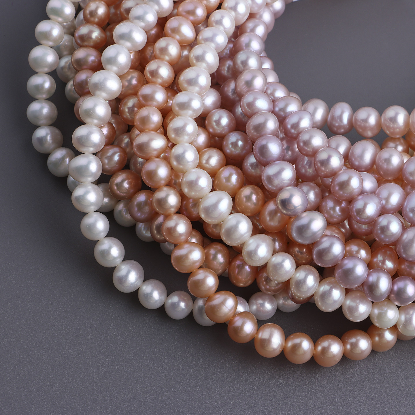 极光无核7-8mm近圆珠天然淡水珍珠近无瑕鸡蛋圆项链半成品diy材料,淘宝优惠券,粉丝福利购,淘宝优惠卷