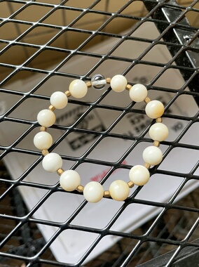 原创简约日系潮流天然白金丝贝搭配金黑胆石串珠手链情侣礼物