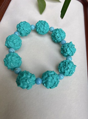 湖北十堰绿松石牡丹花手串手链民族风国风长款百搭毛衣链礼物冷门
