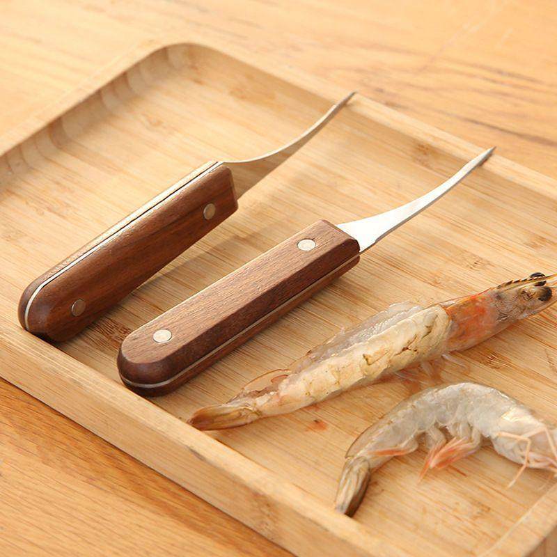 虾线剔除刀去虾线神器实木不锈钢厨房多功能剥虾壳挑鱼肠开虾背刀,淘宝优惠券,粉丝福利购,淘宝优惠卷