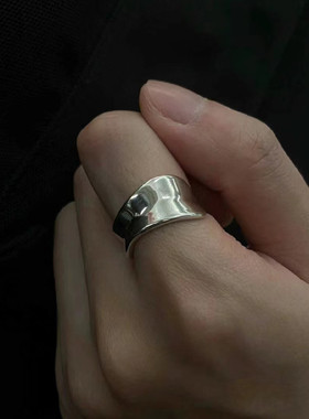 纯银光面戒指开口学生指环食指