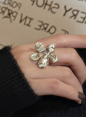 纯银小众花多食指戒指女高级感