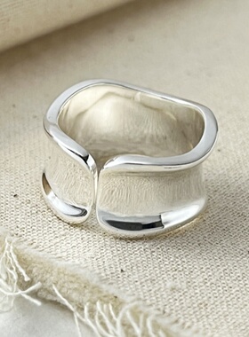S925纯银极简宽版开口食指戒指