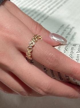 S92纯银碎碎冰铜钱戒指