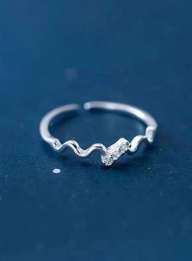 YIN银次元925纯银波浪戒指