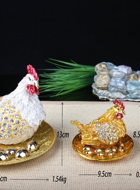 合金珐琅彩纯手工艺品会销开业商务礼品母鸡金蛋家居如意摆件
