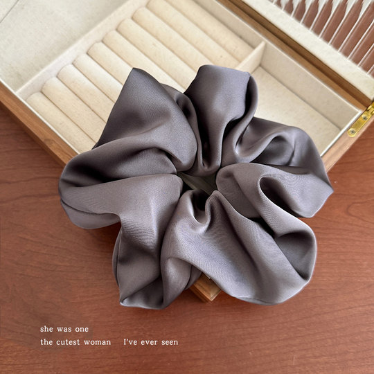 法式丝光缎面大肠发圈女头花头饰发饰2025新款皮筋扎马尾头绳发绳