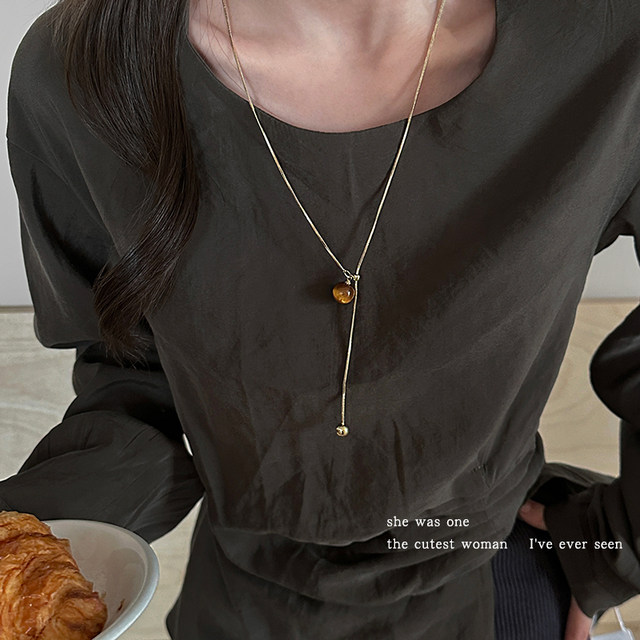 Autumn and winter pull-out adjustable imitation pearl necklace for women, long style