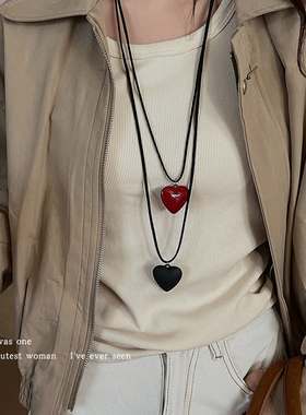 爱心吊坠长款项链女锁骨链