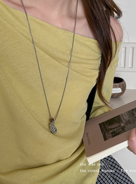 设计感仿虎眼石葡萄串吊坠项链女