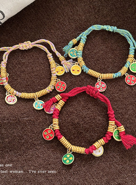 新年红色手绳手工编织绳过年手串