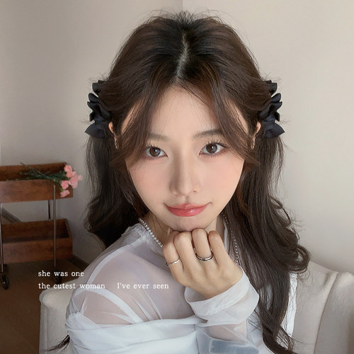 气质甜美蝴蝶结抓夹精灵耳发夹少女侧边刘海夹公主头鲨鱼夹子发卡 - 图0