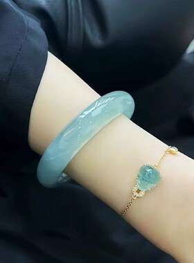 冰种玉手镯女油青白月光老坑正圈天然缅甸冰糯种翡翠手镯女款玉镯