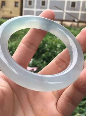 翡翠手镯冰种圆条七彩飘花玻璃种天然贵妃云南紫罗兰色玉手镯子女