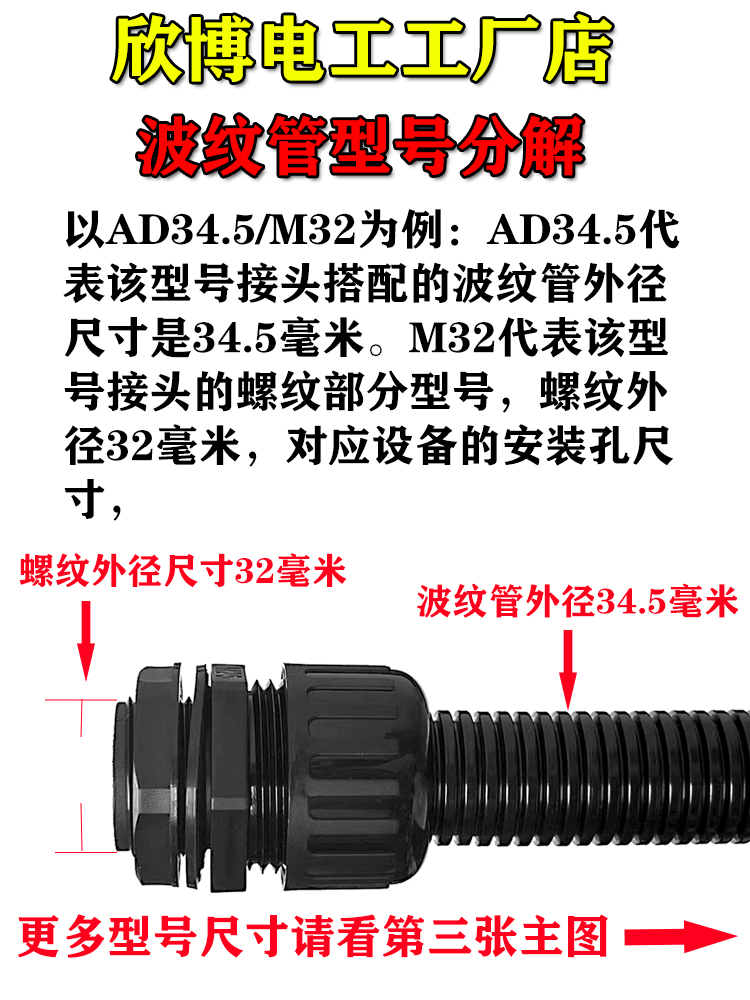 阻燃防水塑料波纹管接头AD21.2PA尼龙快插型浪管固定软管快速接头