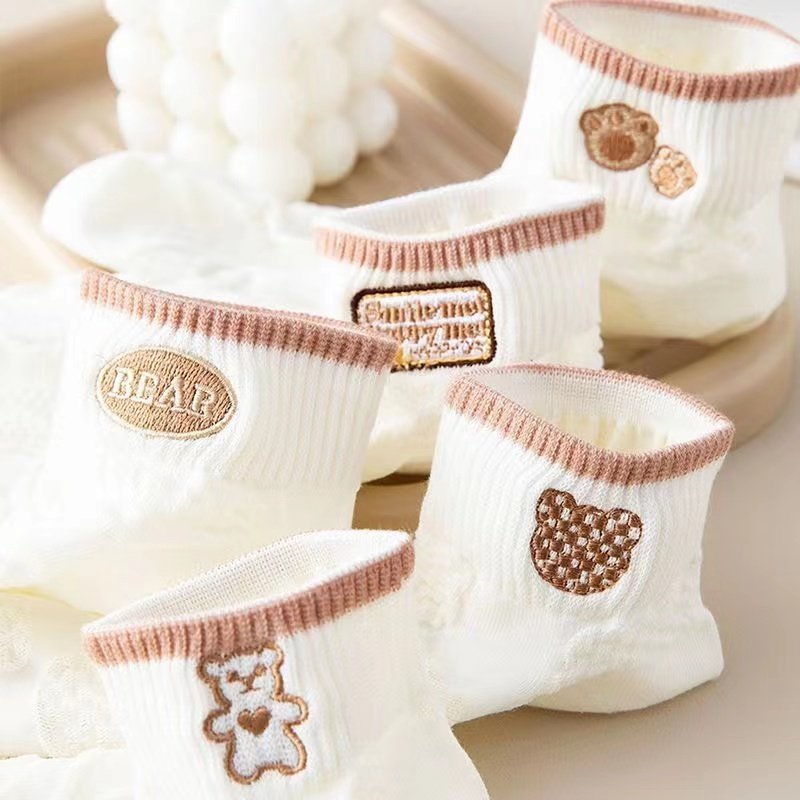 袜子女网红爆款短款潮百搭可爱小熊袜白色春夏季薄款低帮浅口船袜,淘宝优惠券,粉丝福利购,淘宝优惠卷