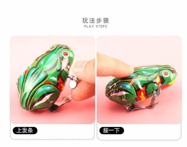 儿童上链发条铁皮青蛙小鸡80后经典怀旧小青蛙玩具跳跳蛙弹跳婴儿 - 图3